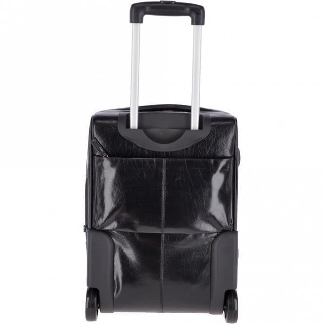 Ashwood Leather Airline Friendly Cabin Size Trolley In Vegetable Tanned Leather Black : 79014