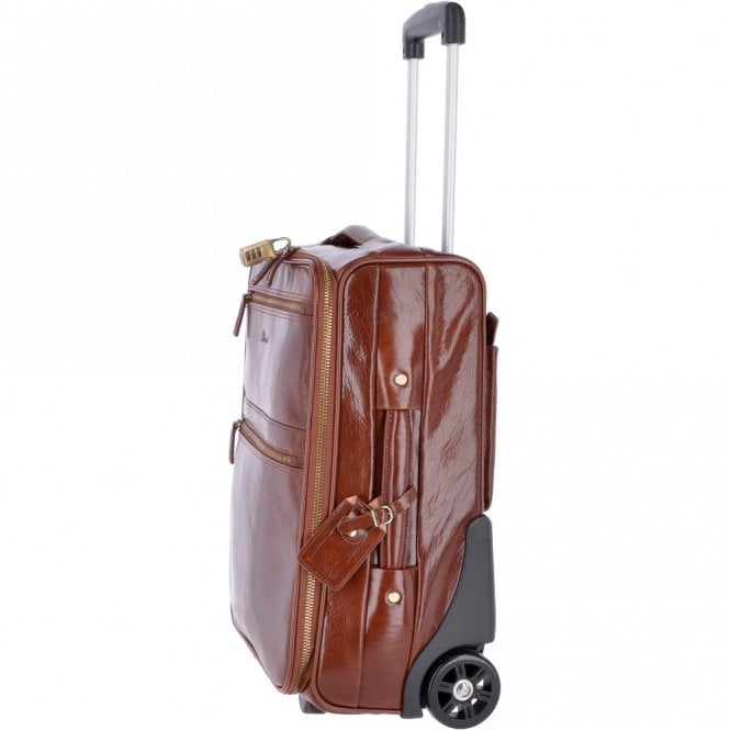 Ashwood Leather Airline Friendly Cabin Size Trolley In Vegetable Tanned Leather Chestnut : 79014