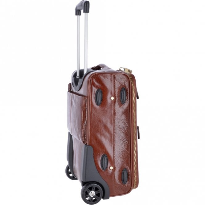 Ashwood Leather Airline Friendly Cabin Size Trolley In Vegetable Tanned Leather Chestnut : 79014