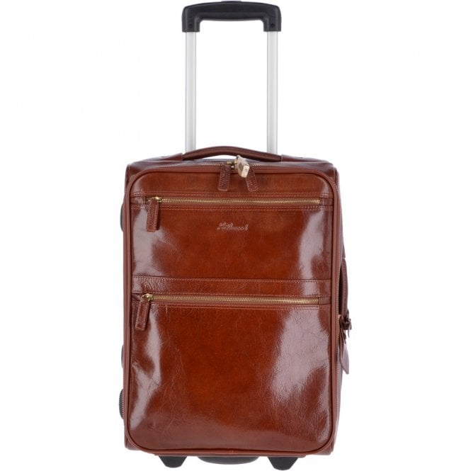 ashwood leather Airline friendly cabin size trolley in vegetable tanned leather Chestnut : 79014