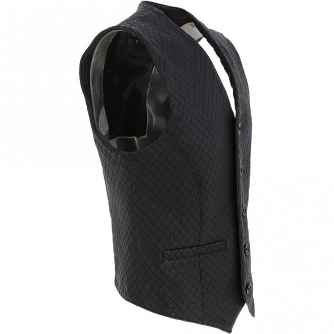 Ashwood Leather All Leather Diamond Stitched Waistcoat Black : G-X W/Coat