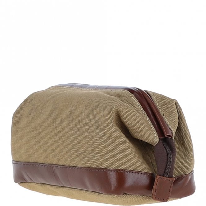 Ashwood Leather Ashwood Canvas Leather Wash Bag Brandy/beige: LOU