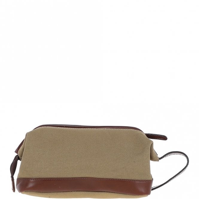 Ashwood Leather Ashwood Canvas Leather Wash Bag Brandy/beige: LOU