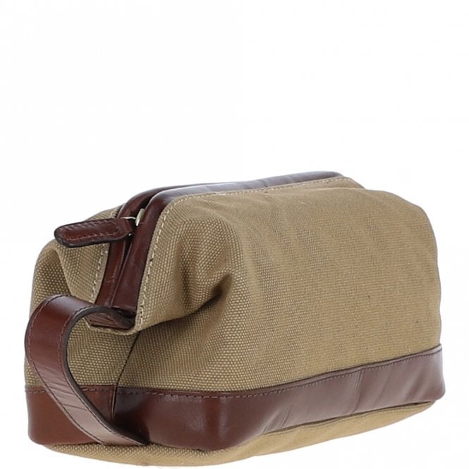Ashwood Leather Ashwood Canvas Leather Wash Bag Brandy/beige: LOU