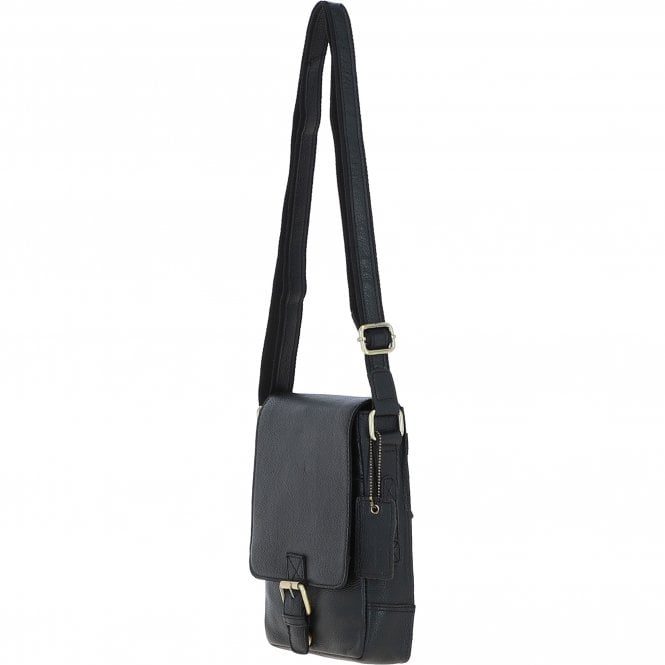 Ashwood Leather Ashwood Compact Leather Flap Over Bag Black: Q-42