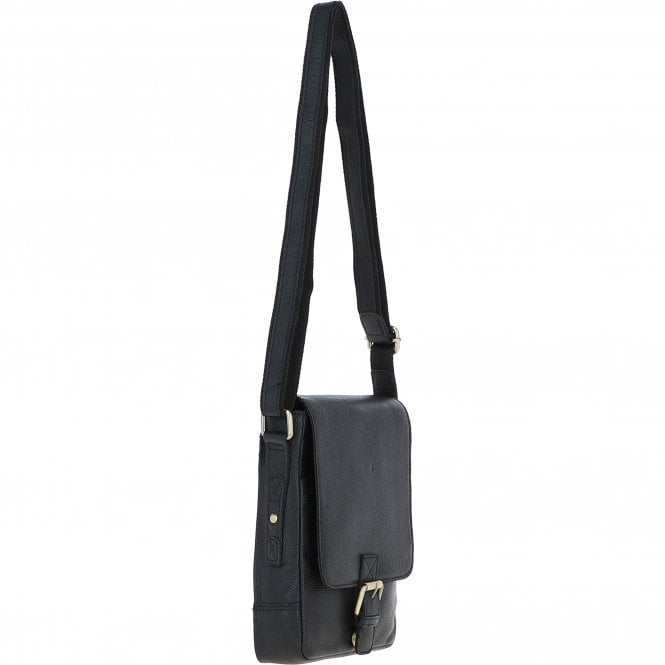 Ashwood Leather Ashwood Compact Leather Flap Over Bag Black: Q-42