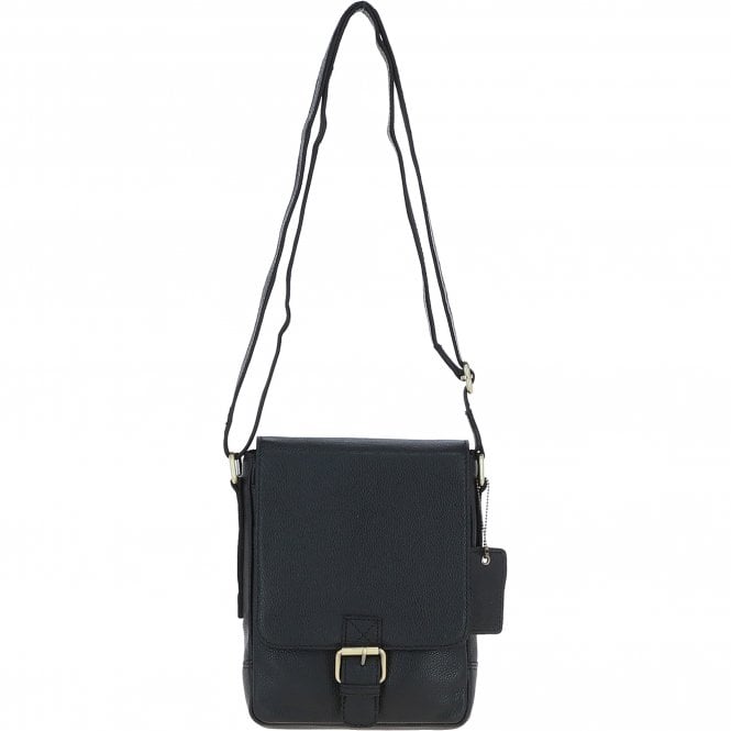 ashwood leather Ashwood Compact Leather Flap Over Bag Black: Q-42