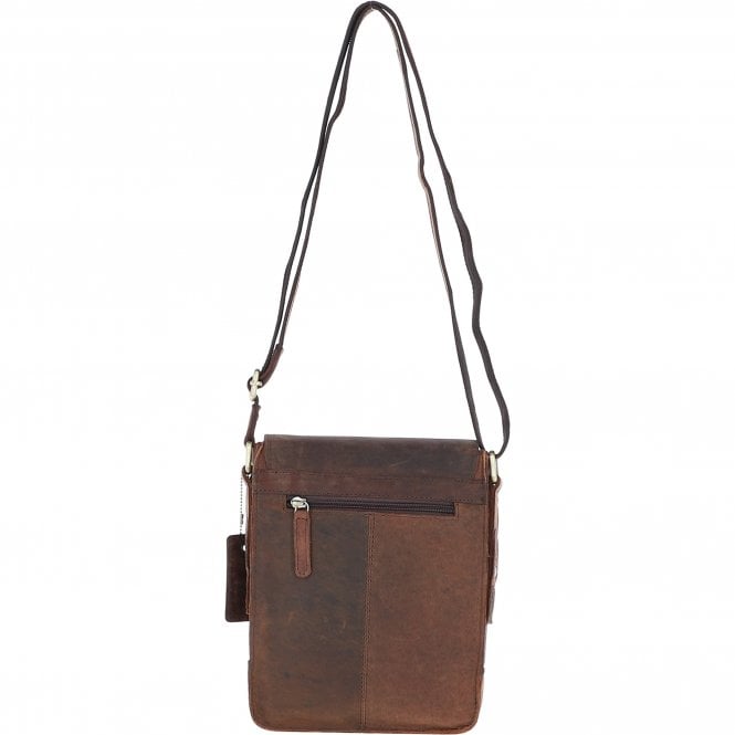 Ashwood Leather Ashwood Compact Leather Flap Over Bag Brown: Q-42