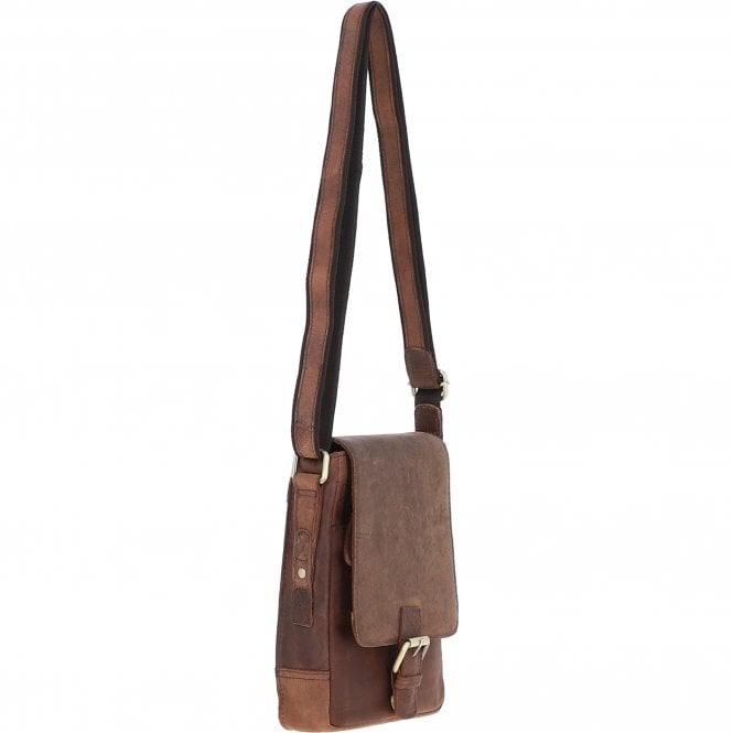 Ashwood Leather Ashwood Compact Leather Flap Over Bag Brown: Q-42