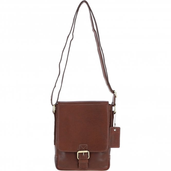 ashwood leather Ashwood Compact Leather Flap Over Bag Chestnut: Q-42