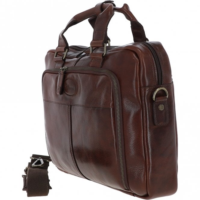 Ashwood Leather Ashwood Hi Veg Leather Laptop Briefcase Tempo Brown: 8143