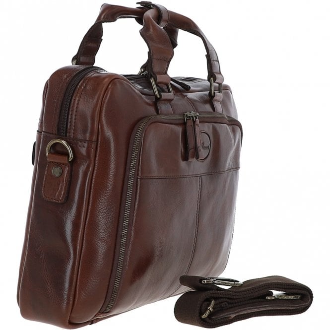 Ashwood Leather Ashwood Hi Veg Leather Laptop Briefcase Tempo Brown: 8143