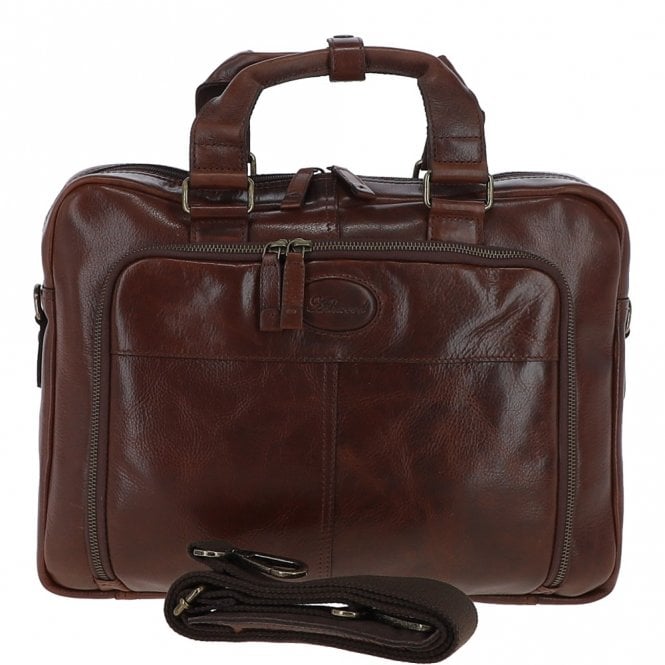ashwood leather Ashwood Hi Veg Leather Laptop Briefcase Tempo Brown: 8143
