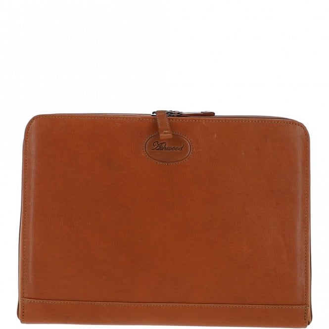 ashwood leather Ashwood Hi Veg Leather Tablet Holder and A4 Sleeve Section Tempo Tan : 8141