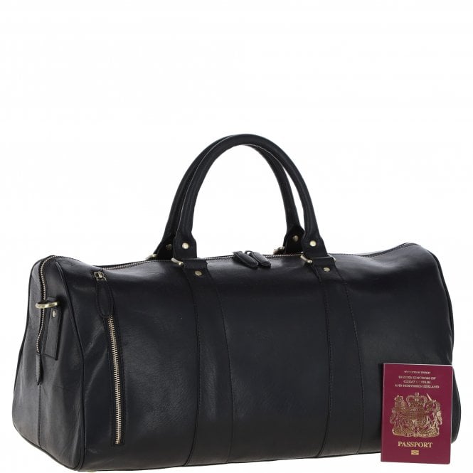 Ashwood Leather Ashwood Large Leather Holdall – Black: T-77