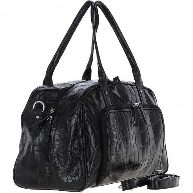 Ashwood Leather Ashwood Large Leather Holdall Travel Bag Black/croc: 10973