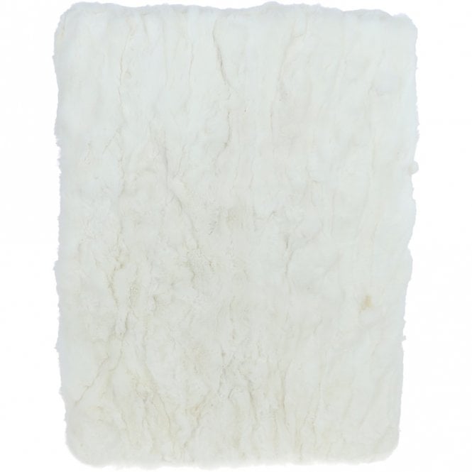 Ashwood Leather Ashwood Large Rabbit Fur Footstool Ottoman Ivory: Roger