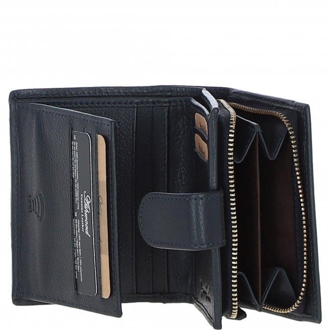 Ashwood Leather Ashwood Leather And Harris Tweed Three Compartment Wallet Navy/Pink: TW-12-06-NP