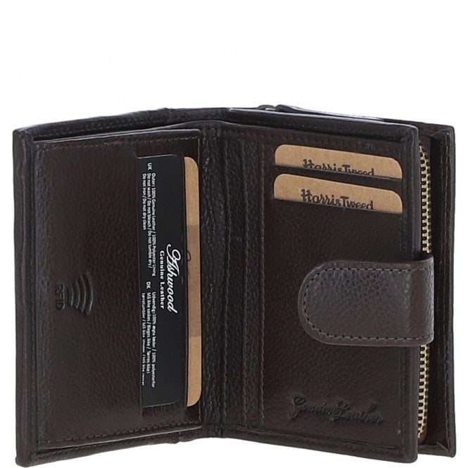 Ashwood Leather Ashwood Leather And Harris Tweed Three Compartment Wallet Brown/Mcload: TW-12-01-BM