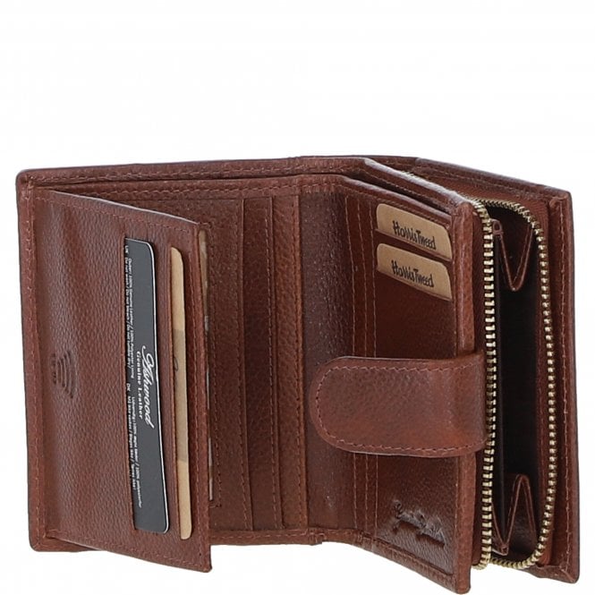 Ashwood Leather Ashwood Leather And Harris Tweed Three Compartment Wallet Tan/Watch: TW-12-04-TW