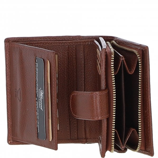 Ashwood Leather Ashwood Leather And Harris Tweed Three Compartment Wallet Tan/LT Blue: TW-12-05-TB