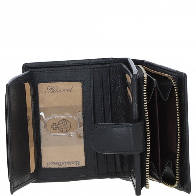 Ashwood Leather Ashwood Leather And Harris Tweed Three Compartment Wallet Black/Green/Red: TW-12-07-BR