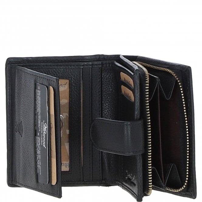 Ashwood Leather Ashwood Leather And Harris Tweed Three Compartment Wallet Black/White: TW-12-012-BW