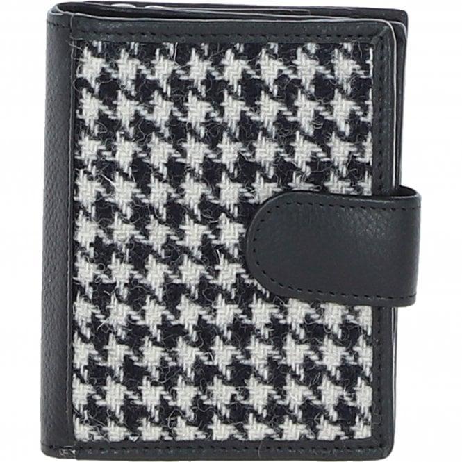 ashwood leather Ashwood Leather and Harris Tweed Three compartment wallet Black/White: TW-12-012-BW