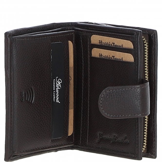 Ashwood Leather Ashwood Leather And Harris Tweed Three Compartment Wallet Brown/Green: TW-12-09-BG