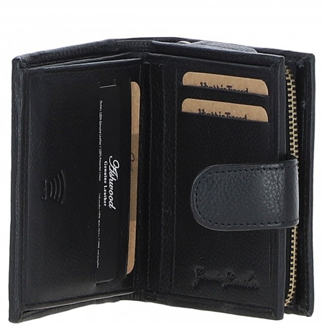 Ashwood Leather Ashwood Leather And Harris Tweed Three Compartment Wallet Black/Watch: TW-12-03-BW