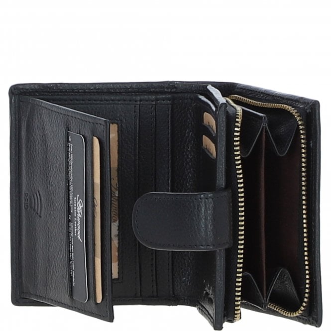 Ashwood Leather Ashwood Leather And Harris Tweed Three Compartment Wallet Black/Watch: TW-12-03-BW