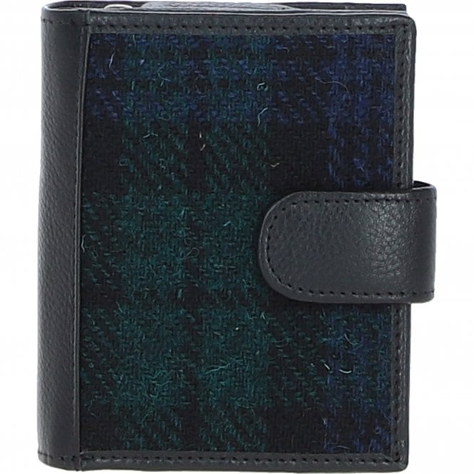 ashwood leather Ashwood Leather and Harris Tweed Three compartment wallet Black/Watch: TW-12-03-BW