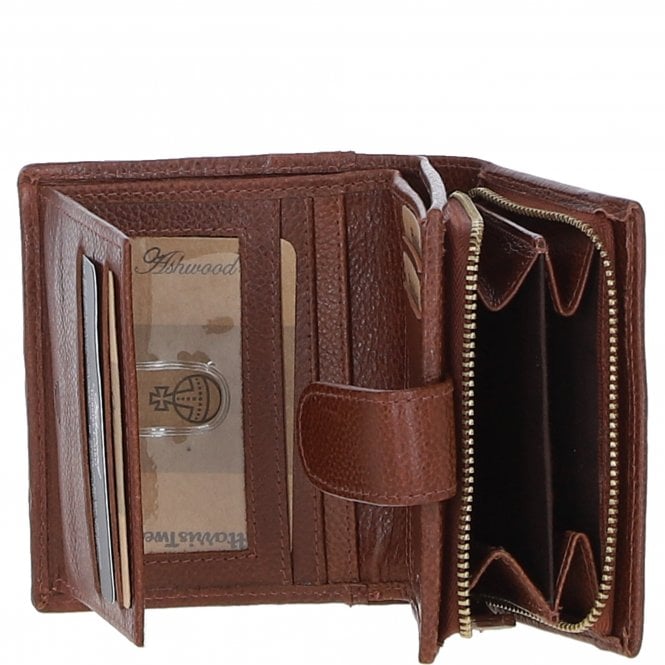 Ashwood Leather Ashwood Leather And Tweed Three Compartment Wallet Tan/Green Check: TW-12-010-TGNH