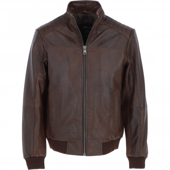 ashwood leather Ashwood Leather Bomber Jacket Aq Brown: AWM-784