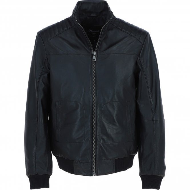 ashwood leather Ashwood Leather Bomber Jacket Black: AWM-784