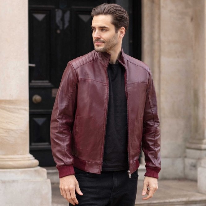 Ashwood Leather Ashwood Leather Bomber Jacket Burgandy: AWM-784