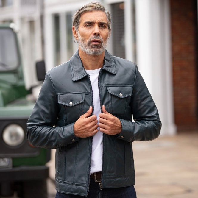 Ashwood Leather Ashwood Leather Bomber Jacket Navy: 1896 | Becks