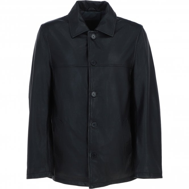 ashwood leather Ashwood Leather Brando Collared Jacket Black: AWM-BOX