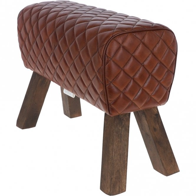 Ashwood Leather Ashwood Leather Diamond Stitch Stool Medium Brown: KI-103