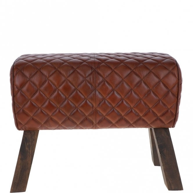 Ashwood Leather Ashwood Leather Diamond Stitch Stool Medium Brown: KI-103