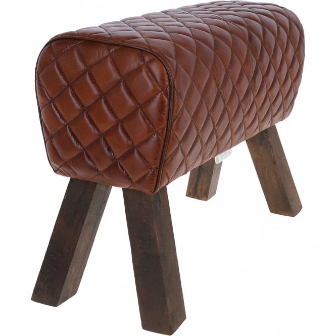 Ashwood Leather Ashwood Leather Diamond Stitch Stool Medium Brown: KI-103