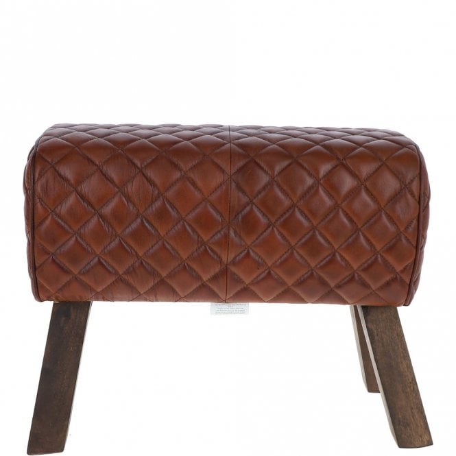 ashwood leather Ashwood Leather Diamond Stitch Stool Medium Brown: KI-103