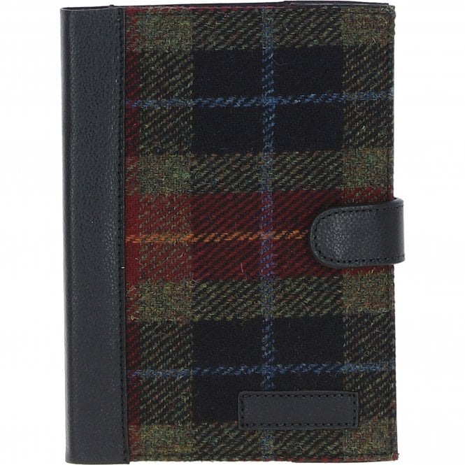 ashwood leather Ashwood Leather & Harris Tweed A5 Notebook Black/Green/Red: TW-19-07-BR