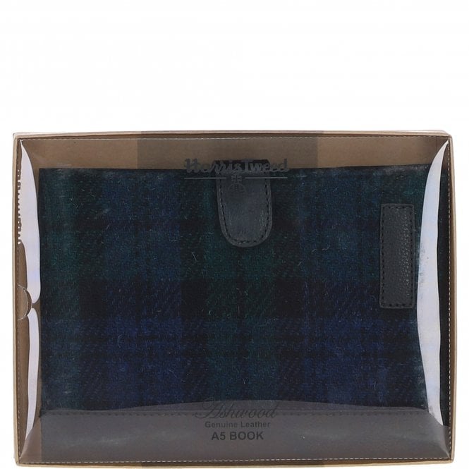 Ashwood Leather Ashwood Leather & Harris Tweed A5 Notebook Black/Watch: TW-19-03-BW
