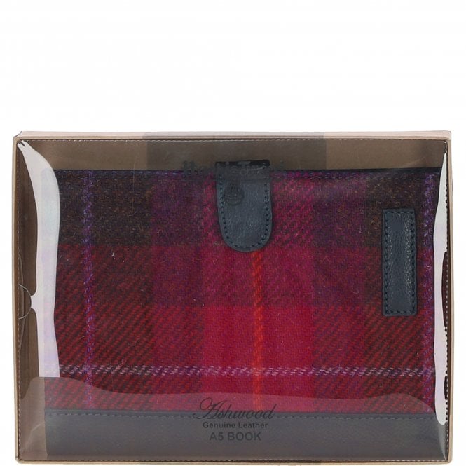 Ashwood Leather Ashwood Leather & Harris Tweed A5 Notebook Navy/Pink: TW-19-06-NP