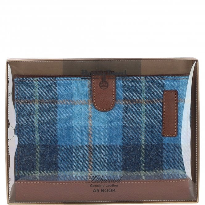 Ashwood Leather Ashwood Leather & Harris Tweed A5 Notebook Tan/LT Blue: TW-19-05-TB
