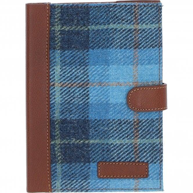 ashwood leather Ashwood Leather & Harris Tweed A5 Notebook Tan/LT Blue: TW-19-05-TB