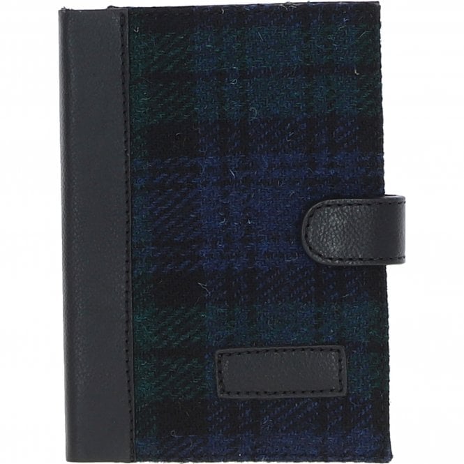 ashwood leather Ashwood Leather & Harris Tweed A6 Notebook Black/Watch: TW-18-03-BW