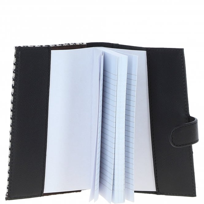 Ashwood Leather Ashwood Leather & Harris Tweed A6 Notebook Black/White: TW-18-012-BW