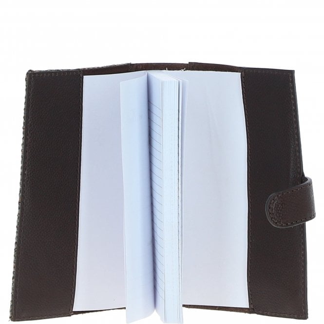 Ashwood Leather Ashwood Leather & Harris Tweed A6 Notebook Brown/Green: TW-18-09-BG